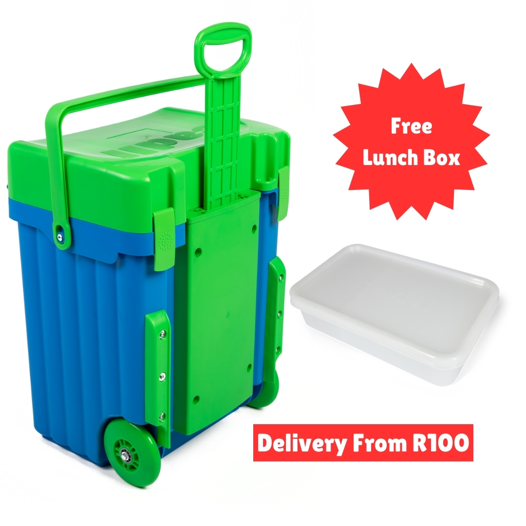 Cadii School Bag With Free Lunch Box Blue/Lime