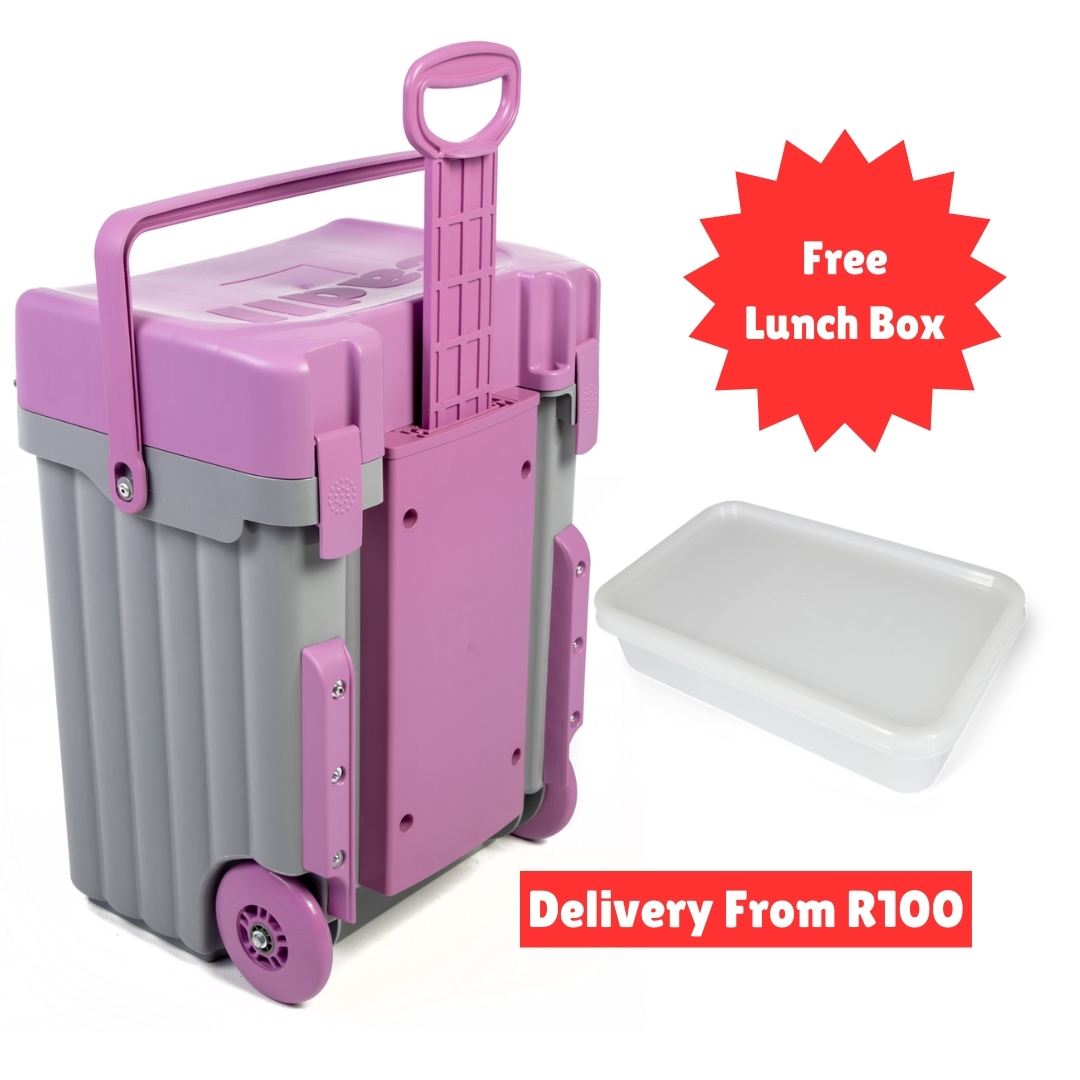 Cadii School Bag With Free Lunch Box Grey/Lilac