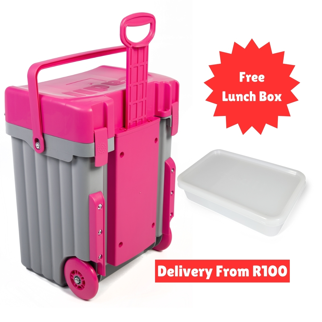 Cadii School Bag With Free Lunch Box Grey/Pink