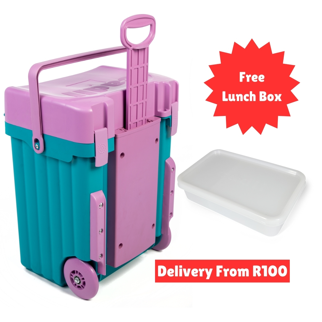 Cadii School Bag With Free Lunch Box Turquoise/Lilac