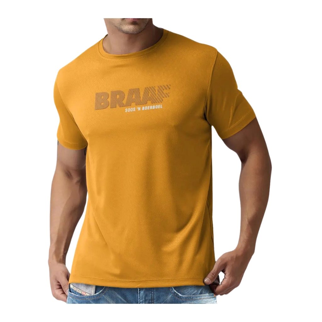 T-SHIRT PRINTED – MUSTARD “BRAAF”