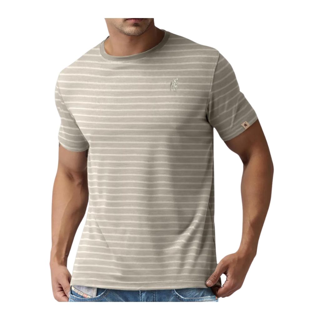 PREMIUM T-SHIRT STRIPE – BROWN & STONE