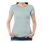 LADIES T-SHIRT STRIPE – GREEN & STONE