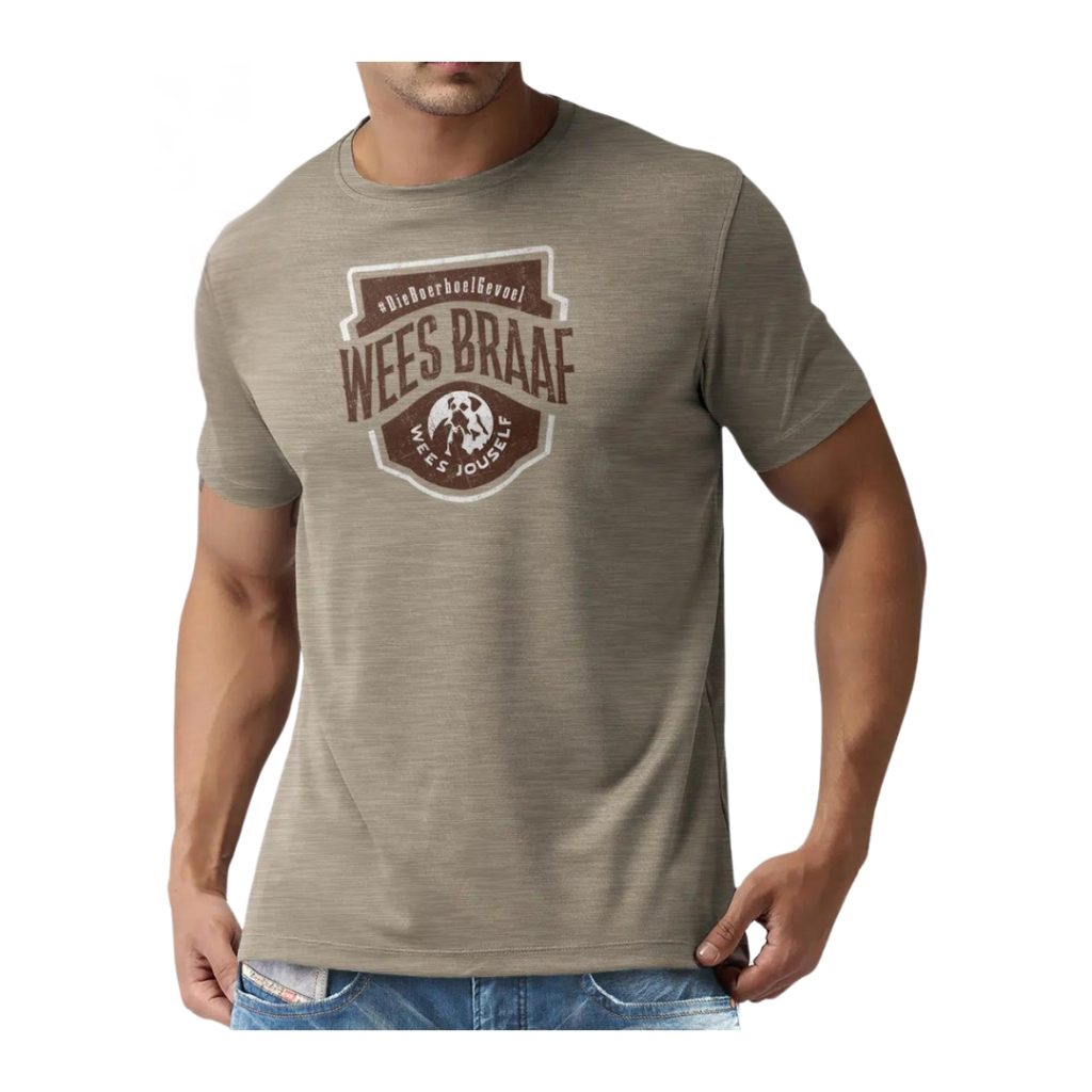 T-SHIRT PRINTED – SAND MELANGE “BRAAF”