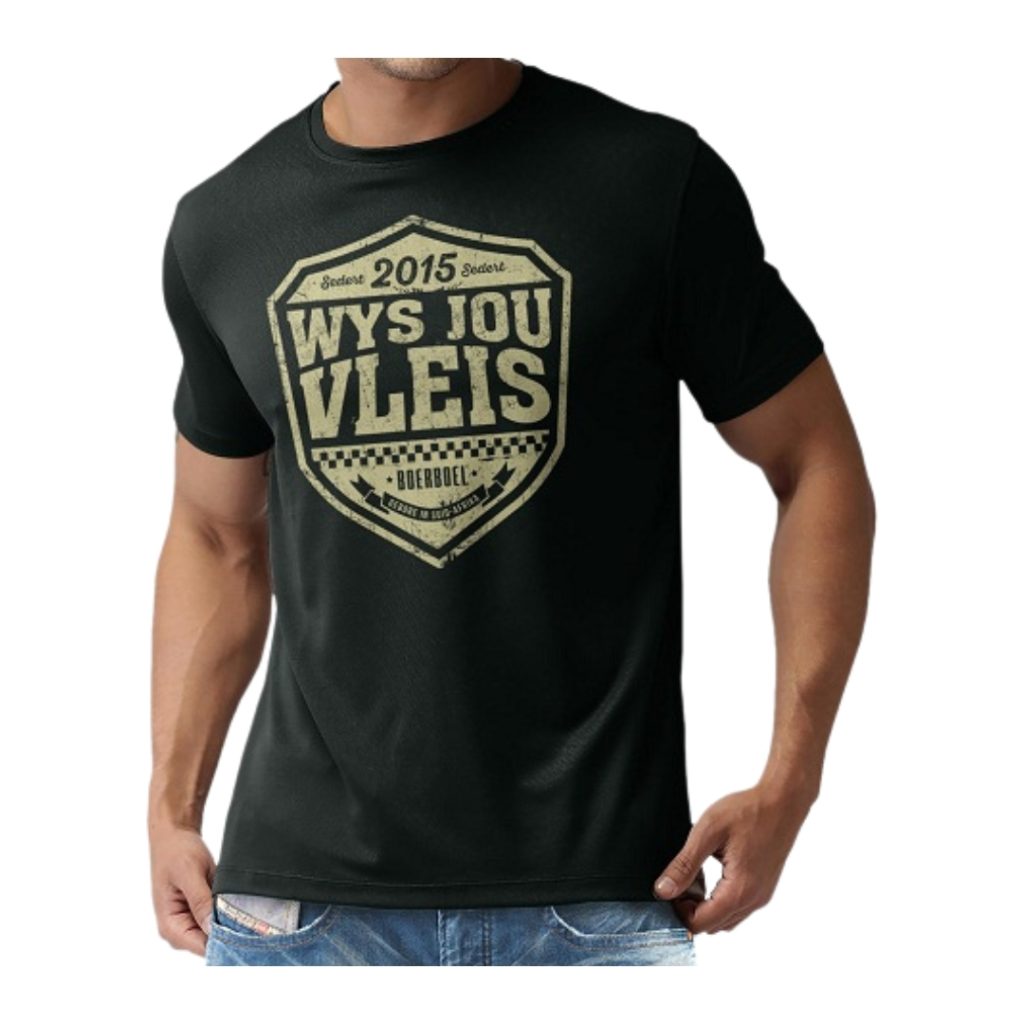 Cotton T-Shirt Printed – Charcoal“Wys Jou Vleis”
