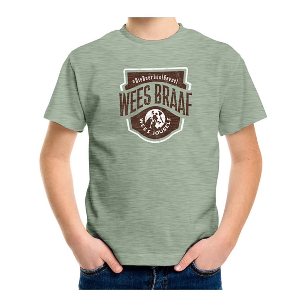 KIDS T-SHIRT PRINTED – GREEN MELANGE “BRAAF”