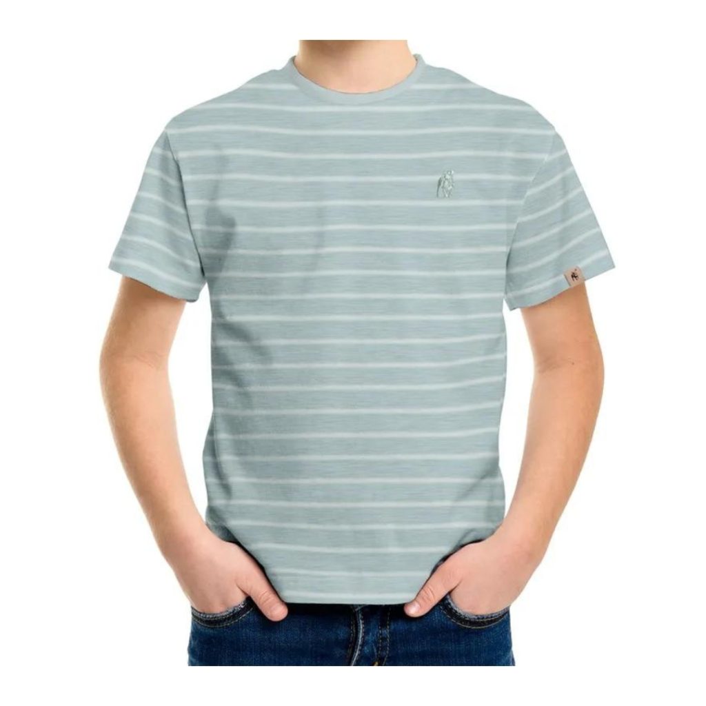KIDS T-SHIRT STRIPE – GREEN & STONE