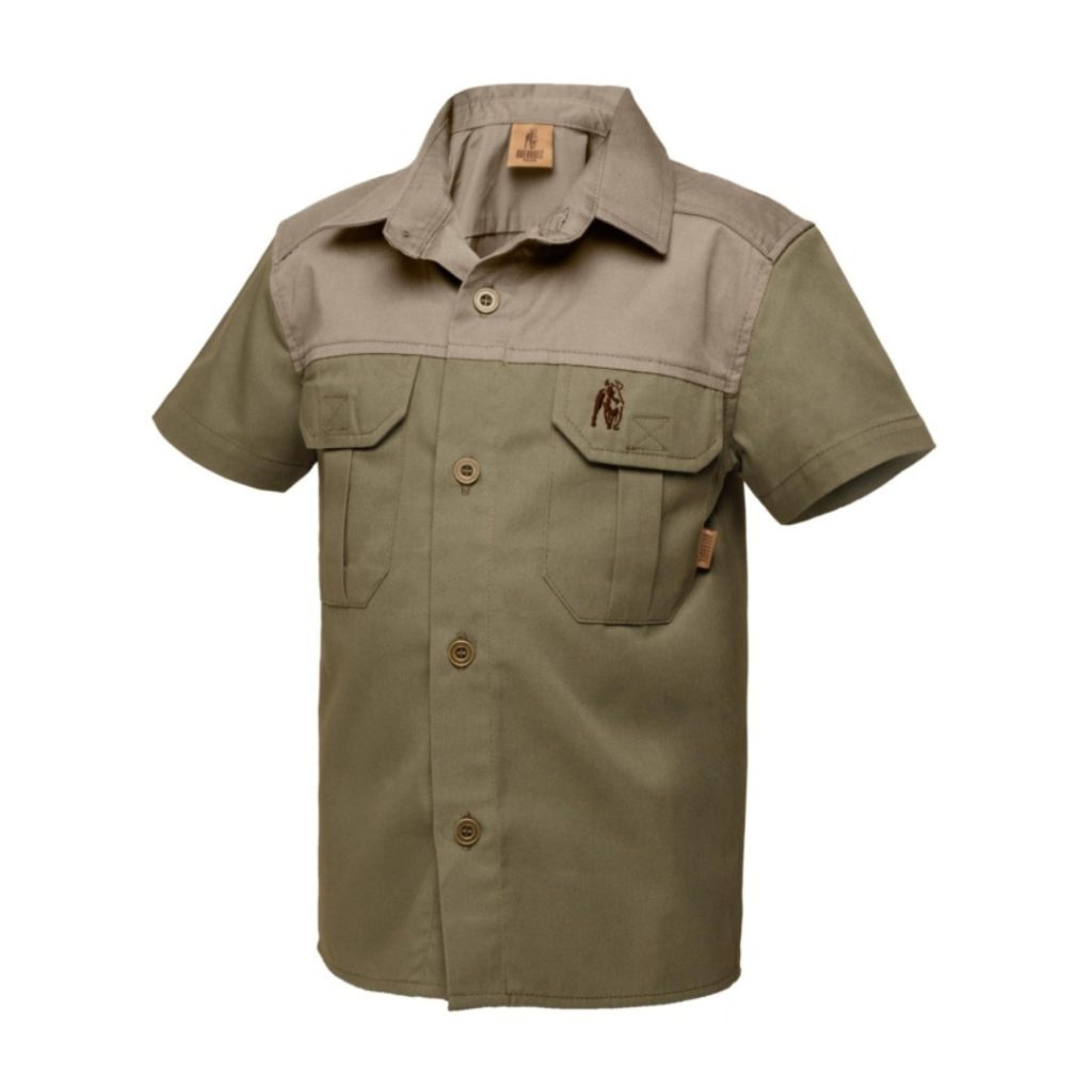 KIDS S/S KALAHARI SHIRT – OLIVE & PUTTY