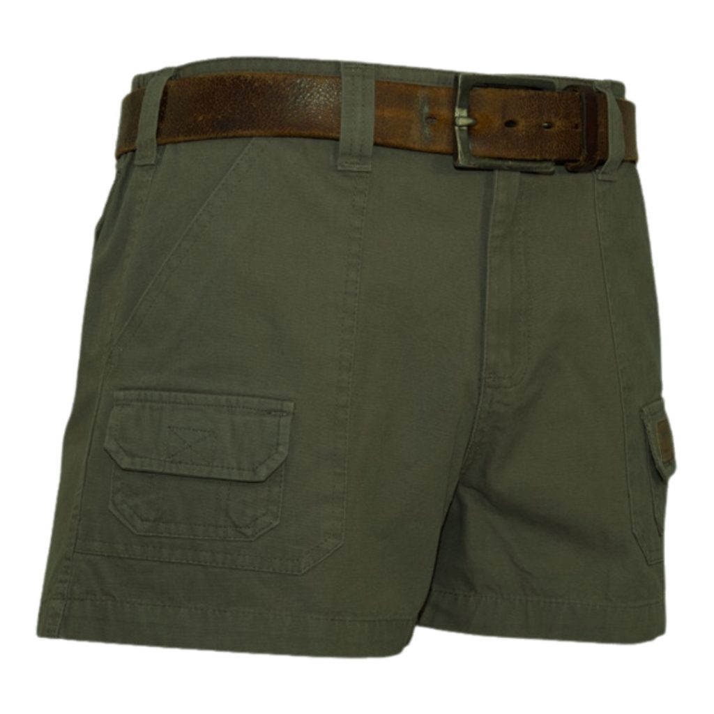 STERLING HALF ELASTIC CANVAS SHORTIE SHORT - OLIVE