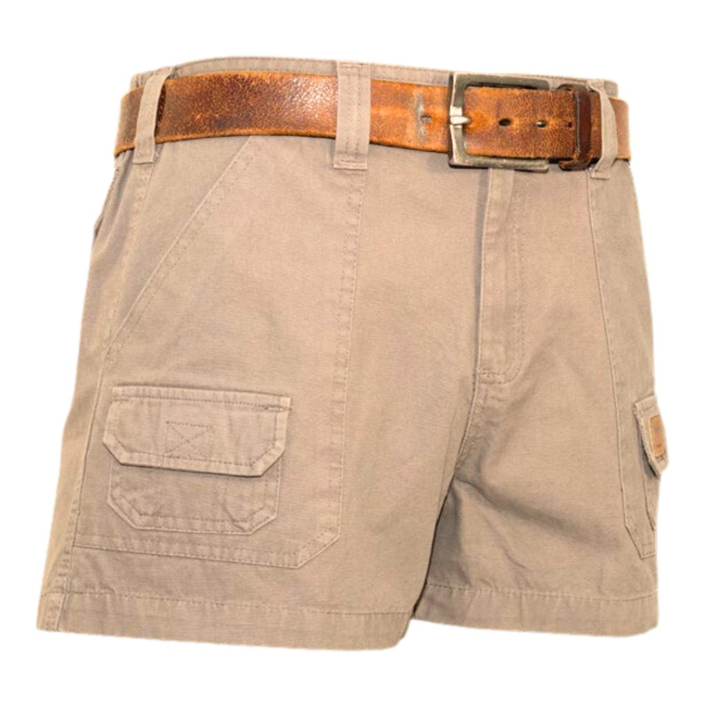 STERLING HALF ELASTIC CANVAS SHORTIE SHORT - KHAKI