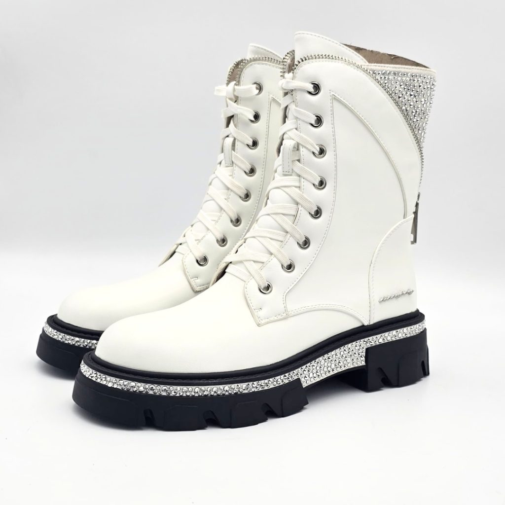 Sissy Boy Lace Up Diamante Boot