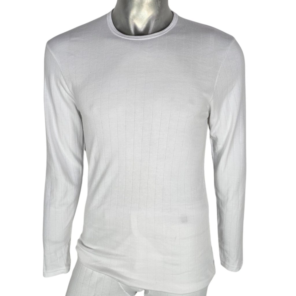 THE JOCKEY 1 PACK DROP NEEDLE INTERLOCK L/S UNDERSHIRT - WHITE