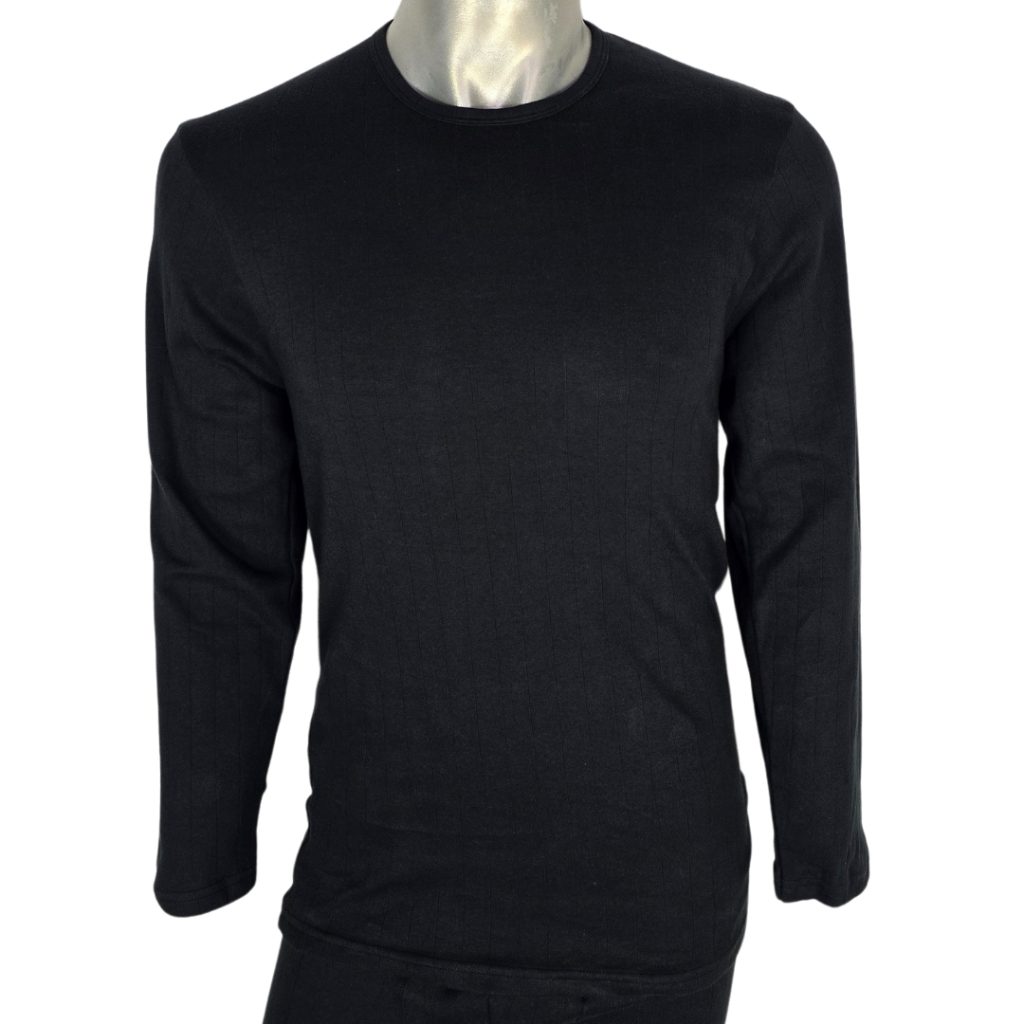 THE JOCKEY 1 PACK DROP NEEDLE INTERLOCK L/S UNDERSHIRT - BLACK