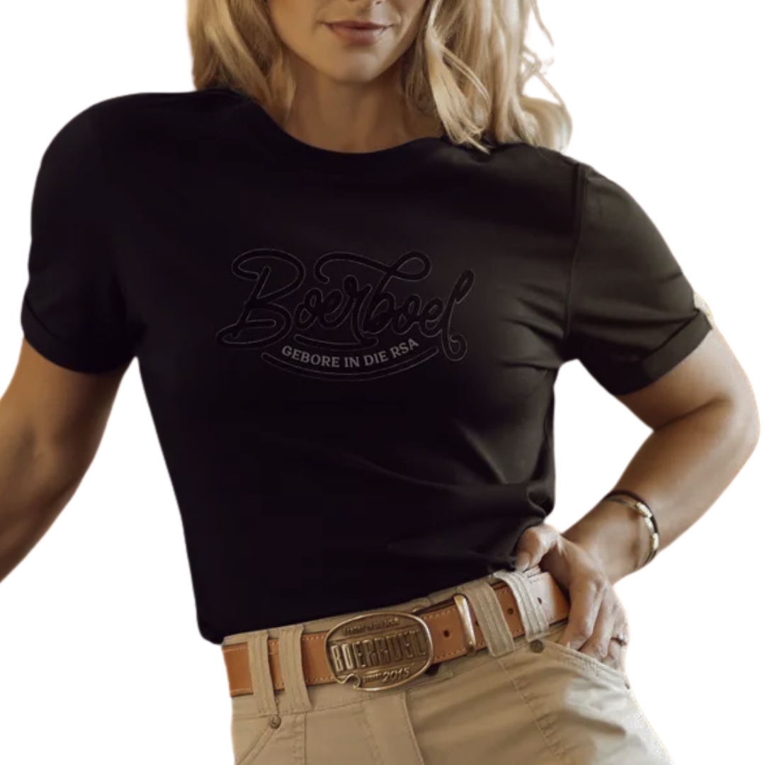 70869 BOERBOEL WEAR LADIES FLOCK PRINT T-SHIRT - BLACK
