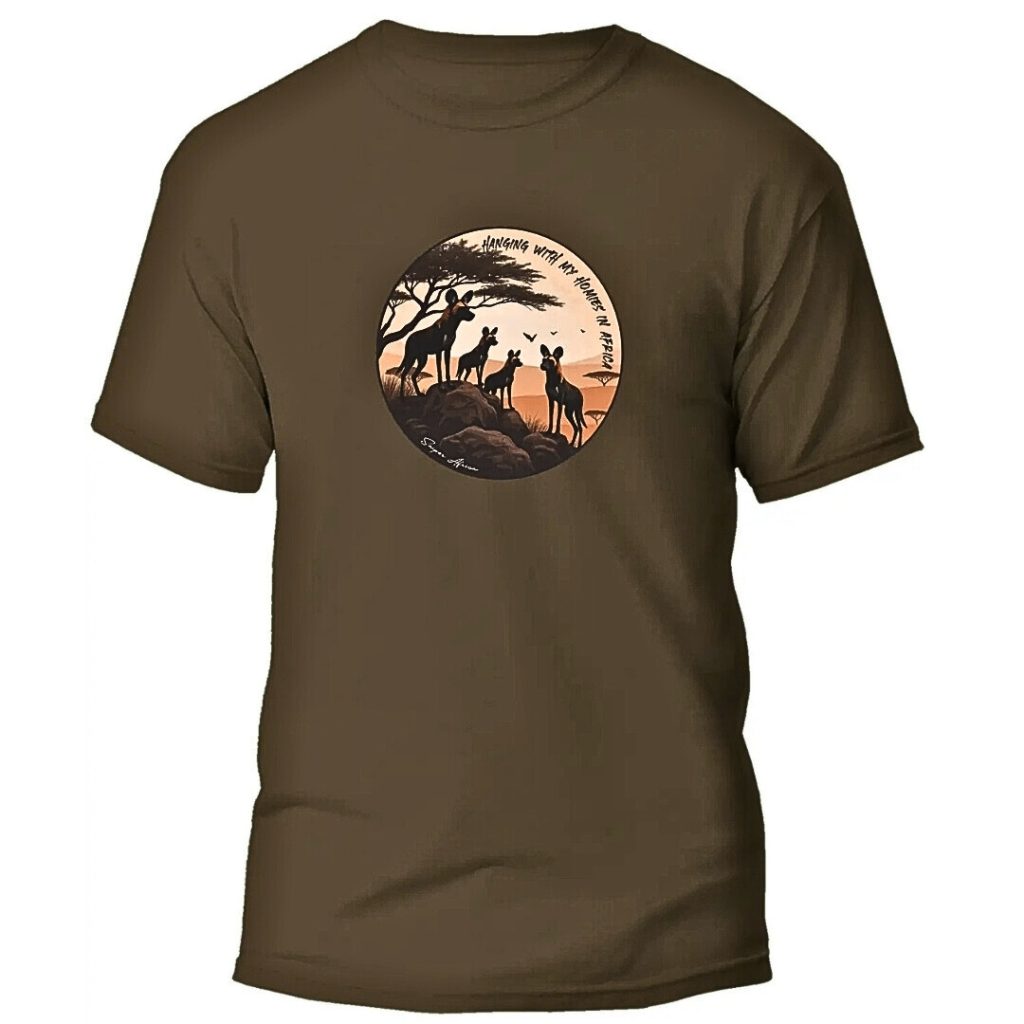 SNIPER AFRICA WILD DOGS MENS T-SHIRT - WALNUT