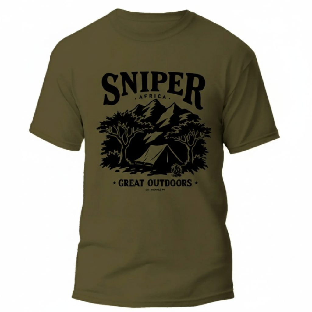 SNIPER AFRICA GREAT OUTDOORS MENS T-SHIRT - OLIVE