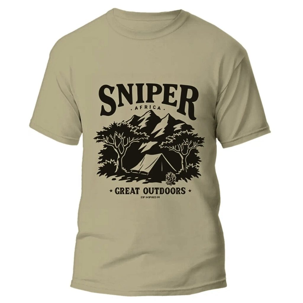 SNIPER AFRICA GREAT OUTDOORS MENS T-SHIRT - DARK STONE