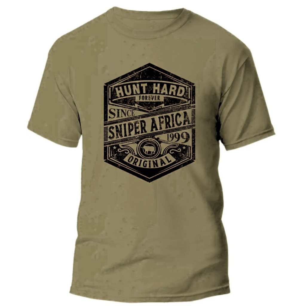 SNIPER AFRICA HUNT HARD MENS T-SHIRT - FATIGUE