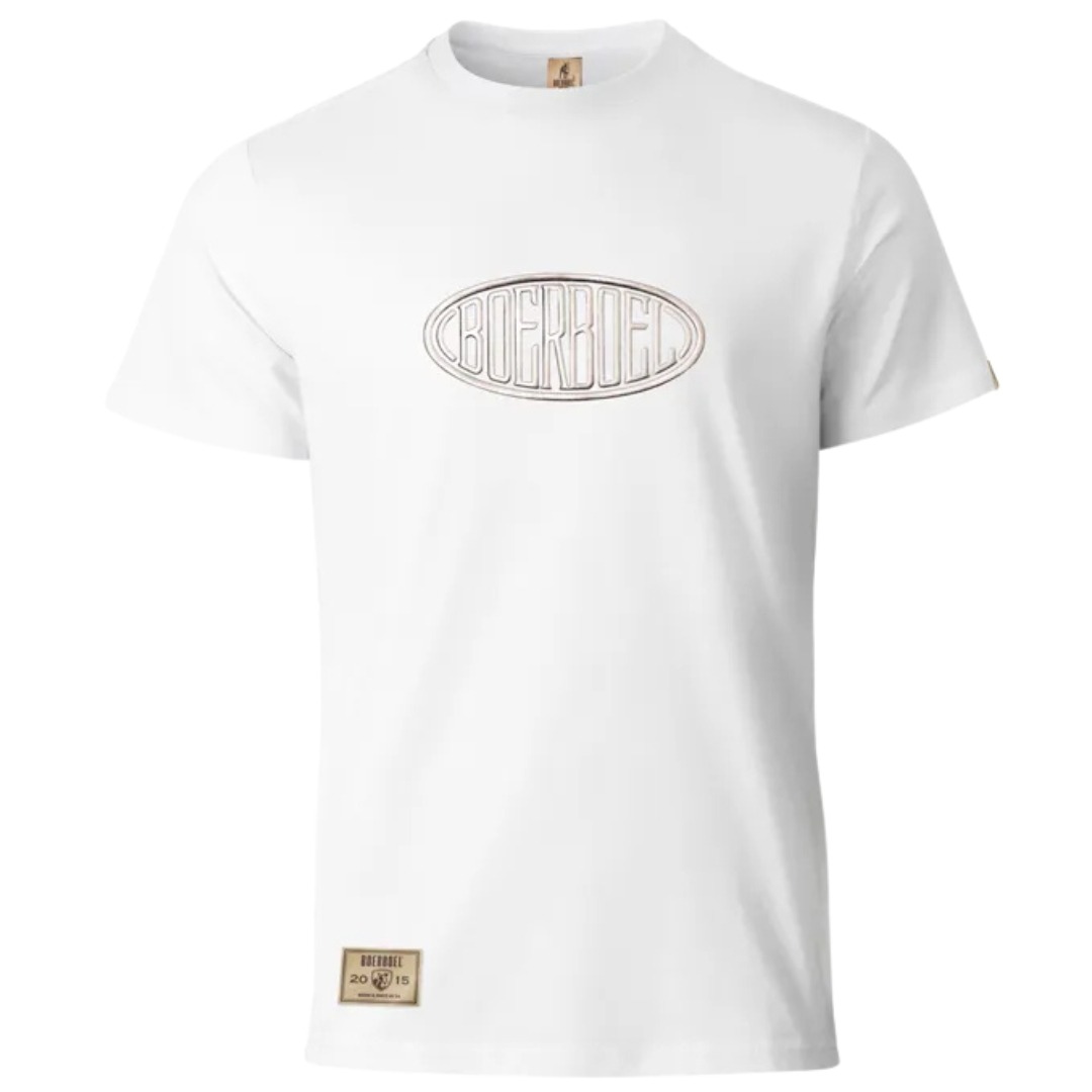 77590 BOERBOEL WEAR METALILIC PUFF PRINT TEE - WHITE