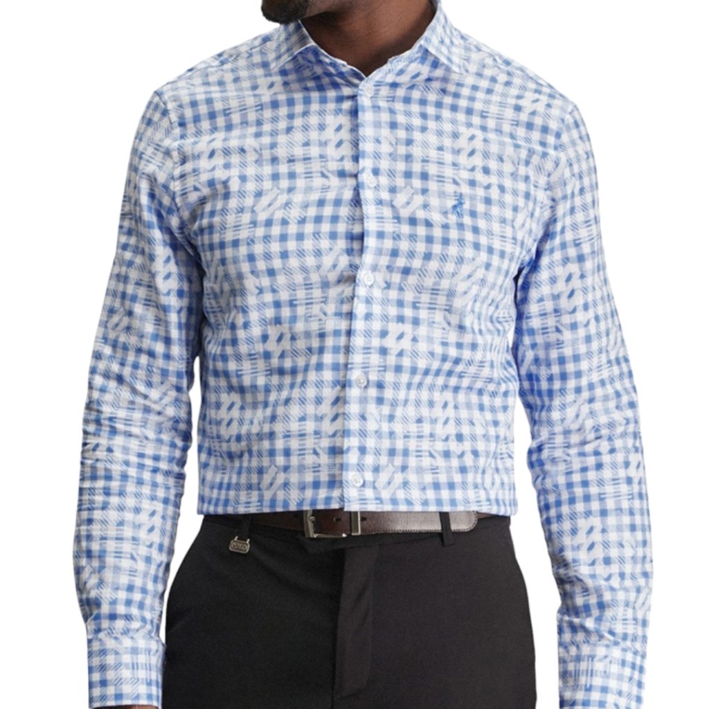 Polo Blue Check Dobby Long Sleeve Shirt