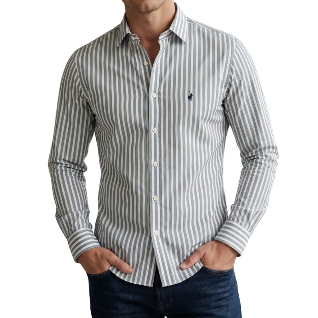 Polo Mens Ls Stripe Sateen Shirt