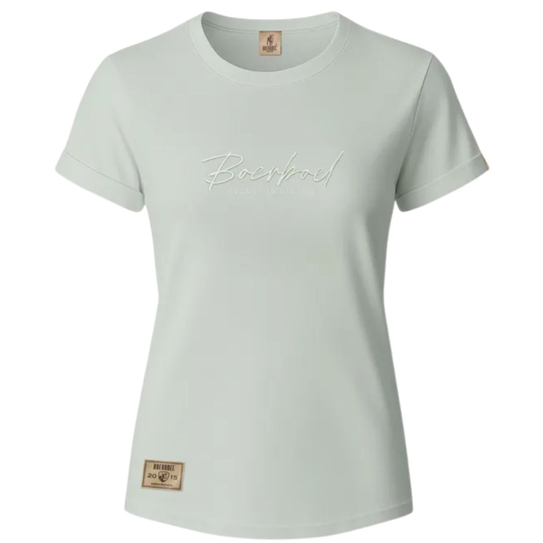 74836 BOERBOEL LADIES EMBROIDERED T-SHIRT - SAGE MELANGE