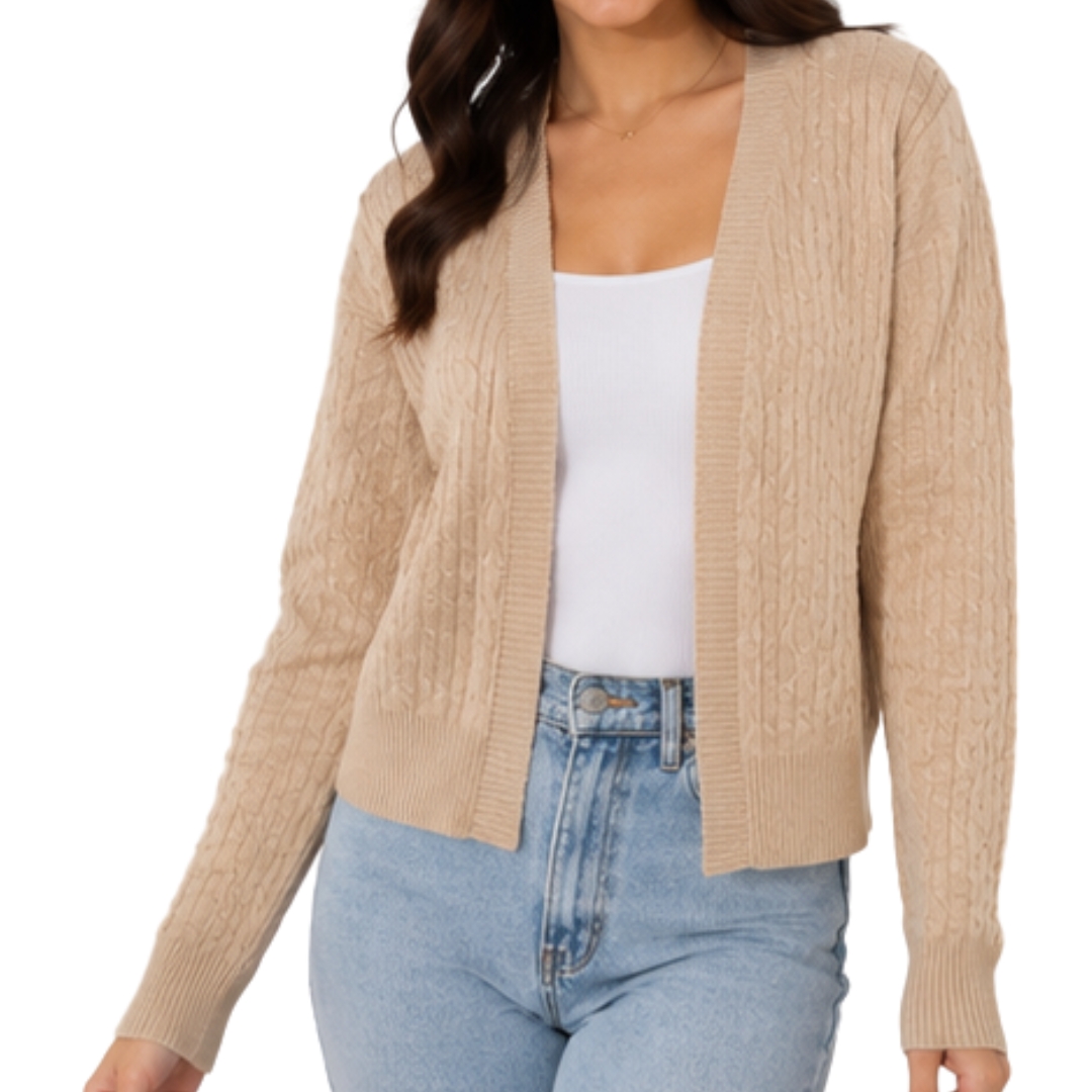 L6074B LADIES OPEN CARDIGAN