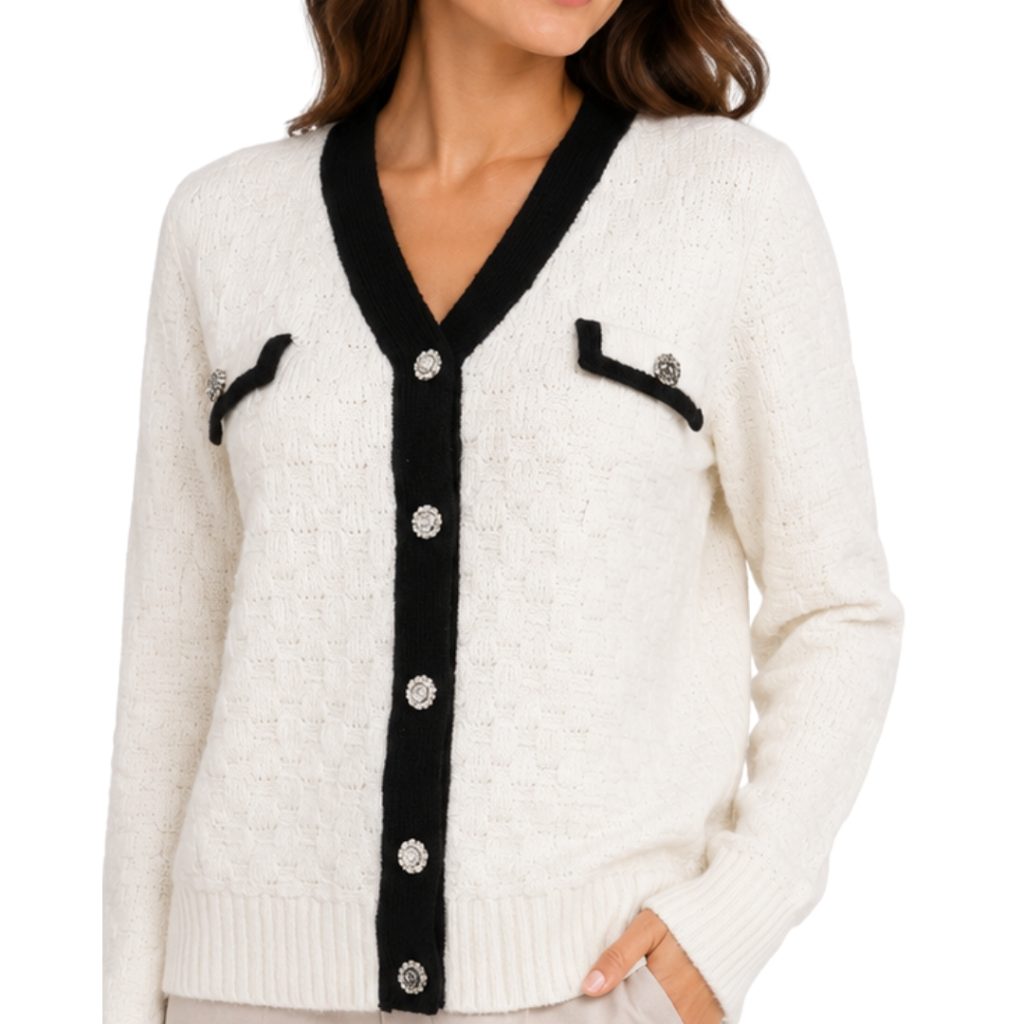 LADIES BUTTON CARDIGAN